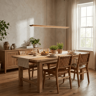 Tapered Wood Linear Pendant Lamp-Neutral Decor