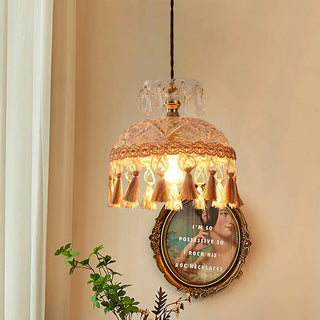 Tiffany Français Médiéval LED Suspension Verre Salon/Chambre À Coucher