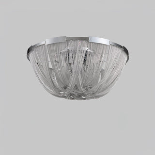 Lustra Plafonnier Frange Chaîne Cadre Nickel