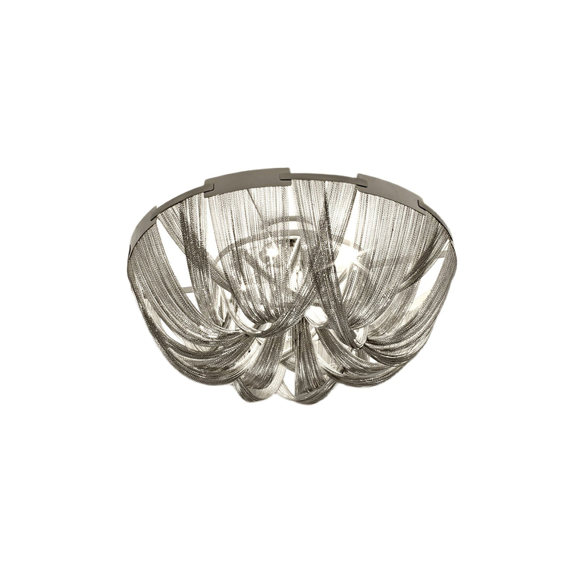 Lucella Plafonnier Frange Chaîne Cadre Nickel