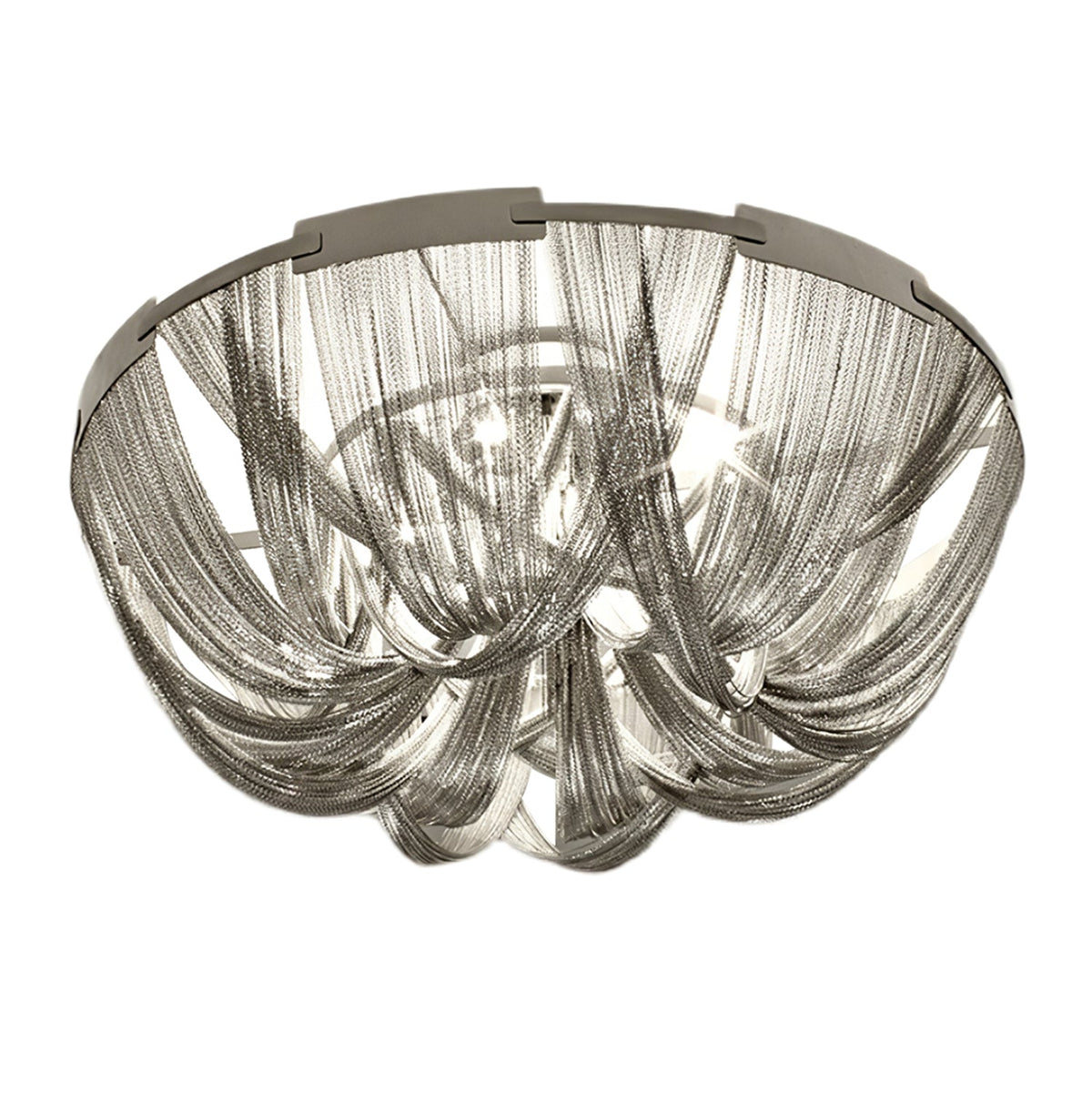 Lucella Plafonnier Frange Chaîne Cadre Nickel