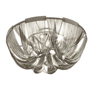 Lustra Plafonnier Frange Chaîne Cadre Nickel