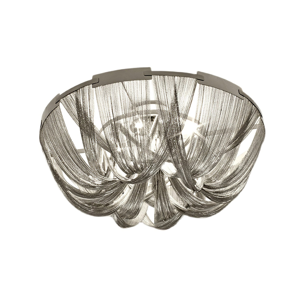 Lucella Plafonnier Frange Chaîne Cadre Nickel