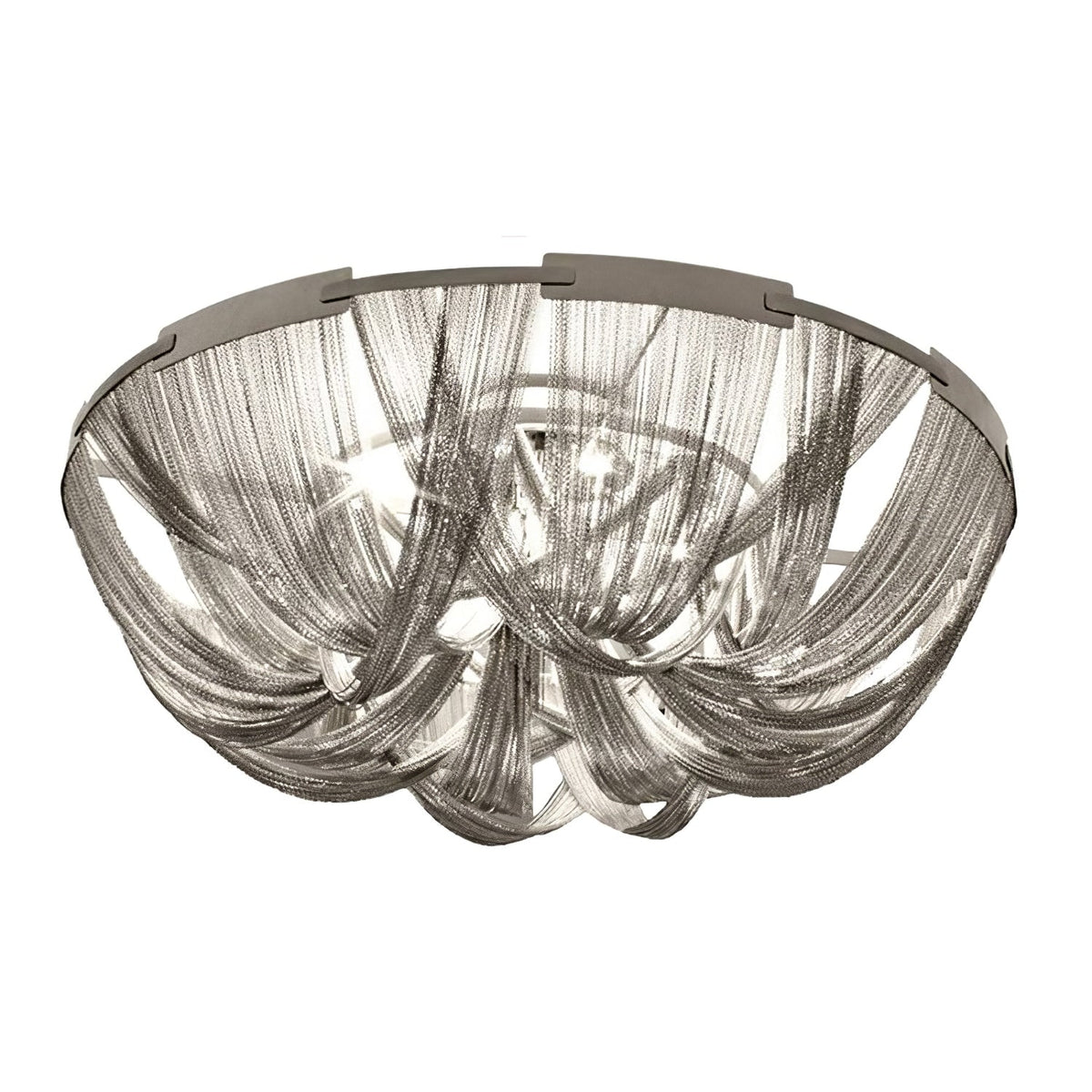 Lucella Plafonnier Frange Chaîne Cadre Nickel