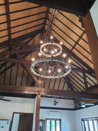 Evtalen Ancien Industriel Bois Métal Lustre