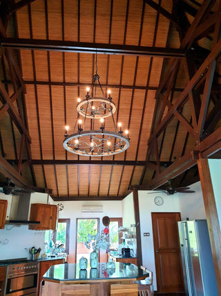 Evtalen Ancien Industriel Bois Métal Lustre
