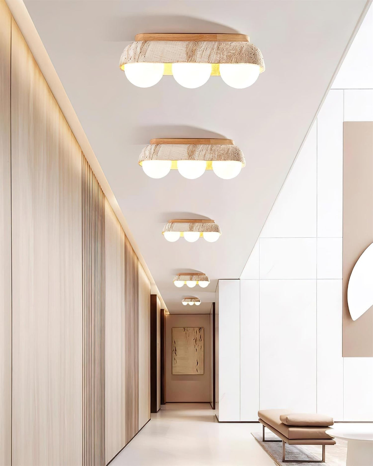 Ritta Ceiling Light Travertine Rectangular-Neutral Decor