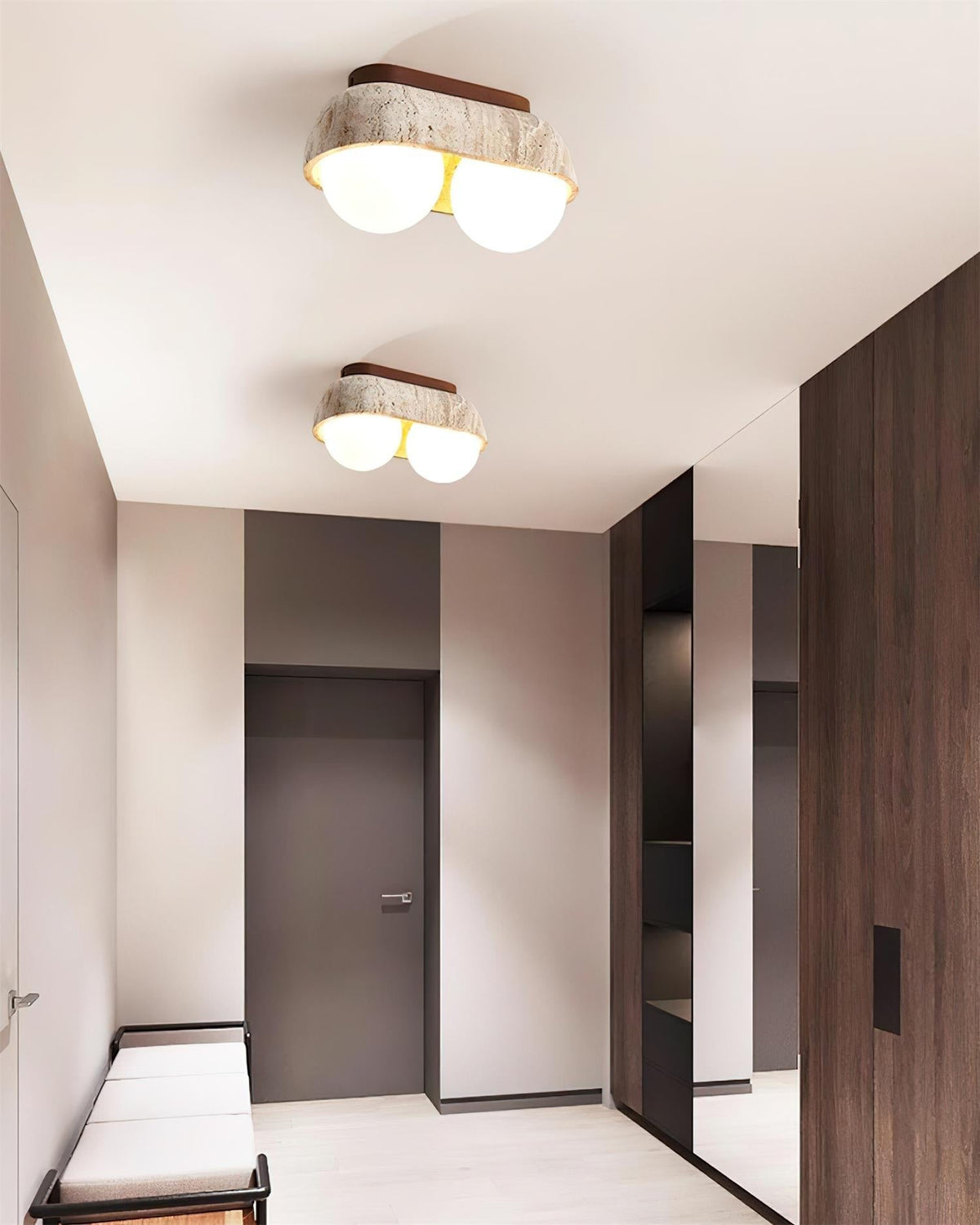 Ritta Ceiling Light Travertine Rectangular-Neutral Decor