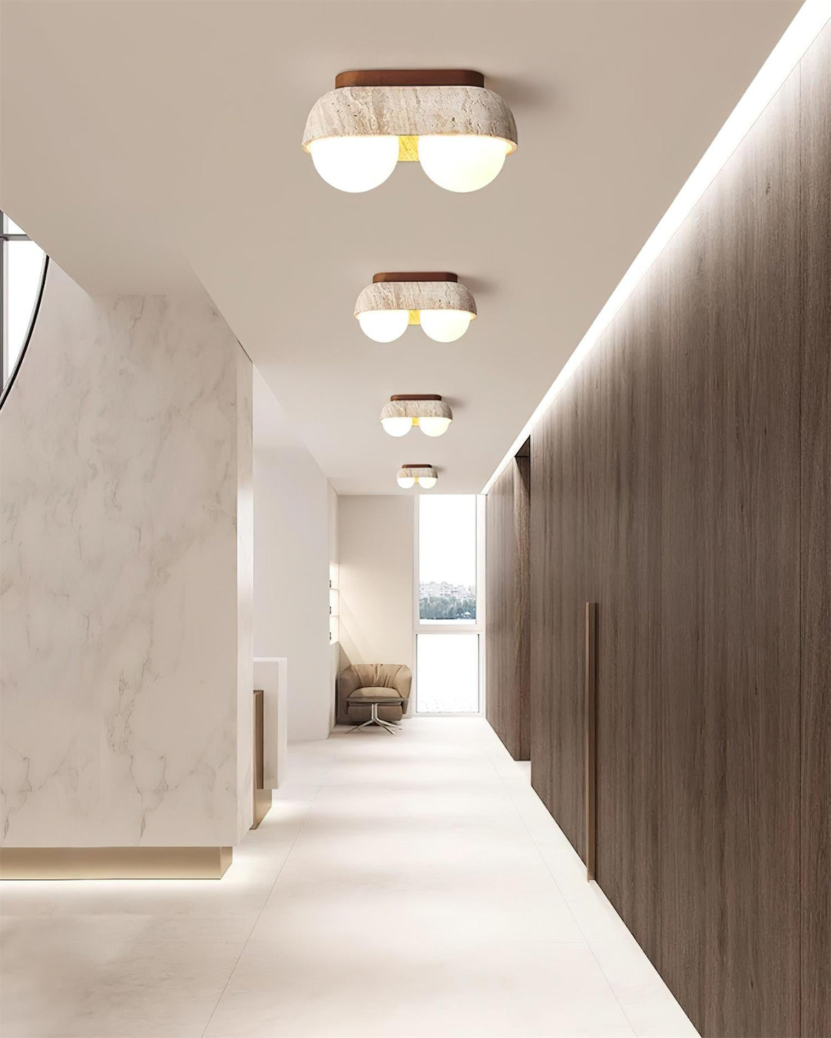 Ritta Ceiling Light Travertine Rectangular-Neutral Decor