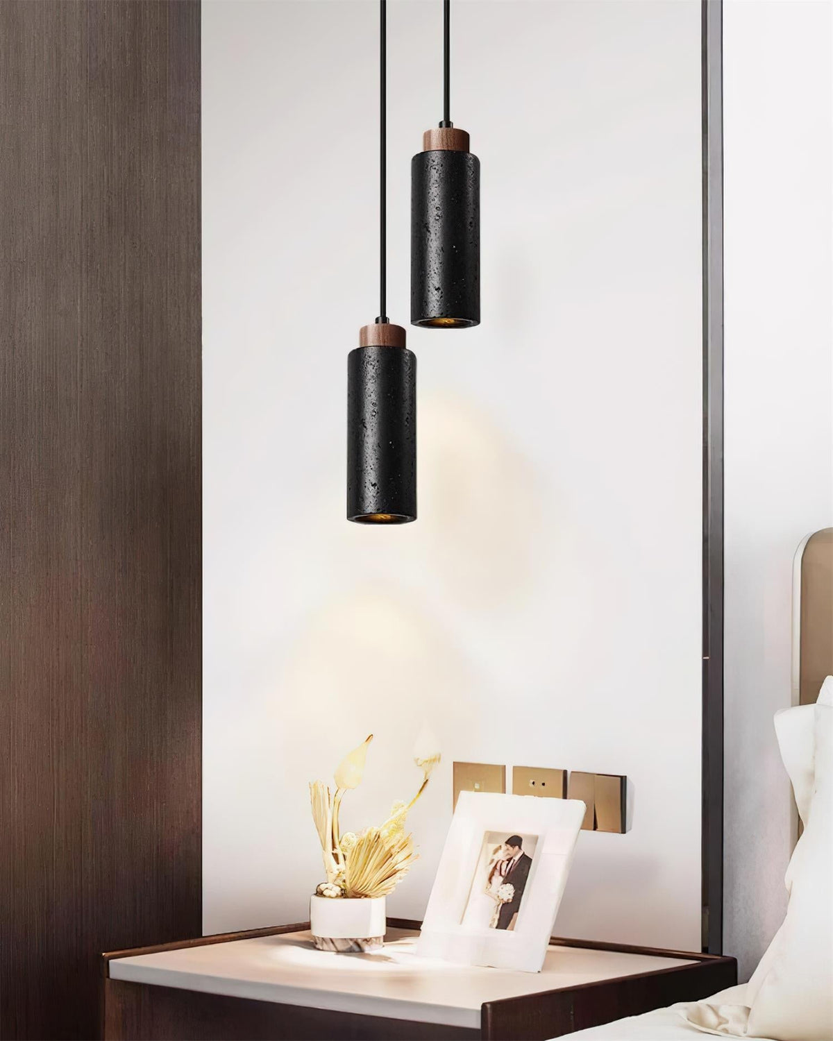 Nerova Pendant Light Travertine Wood Minimalist-Neutral Decor