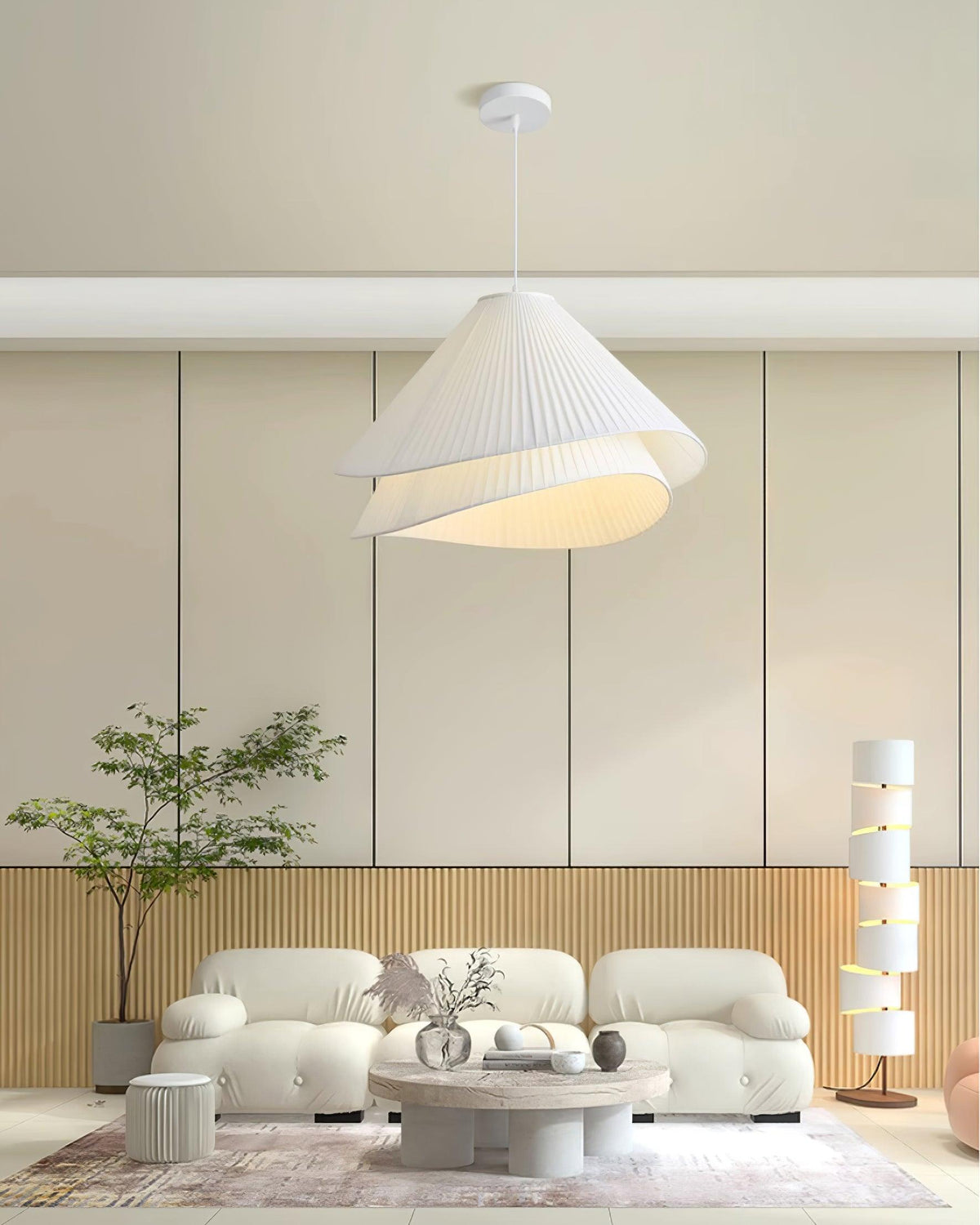 Tempo Pleated Pendant Light-Neutral Decor