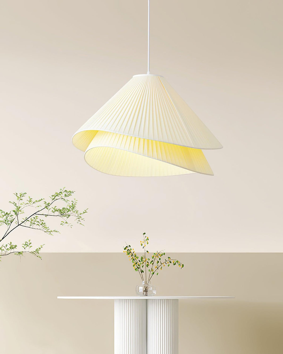 Tempo Pleated Pendant Light-Neutral Decor
