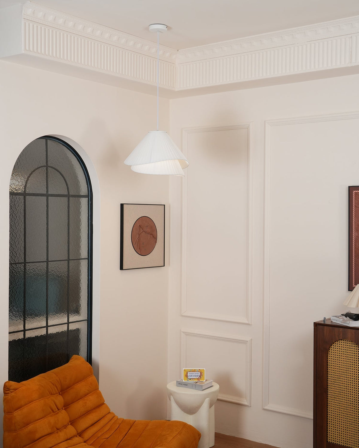 Tempo Pleated Pendant Light-Neutral Decor
