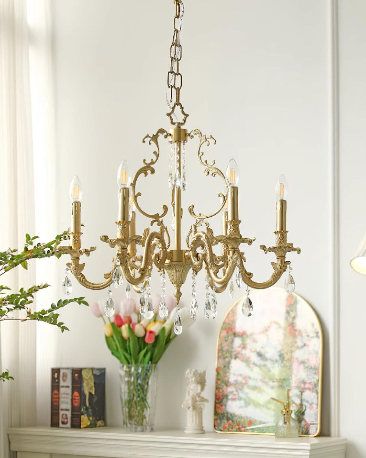 Ella Chandelier Classic Brass Crystal-Neutral Decor