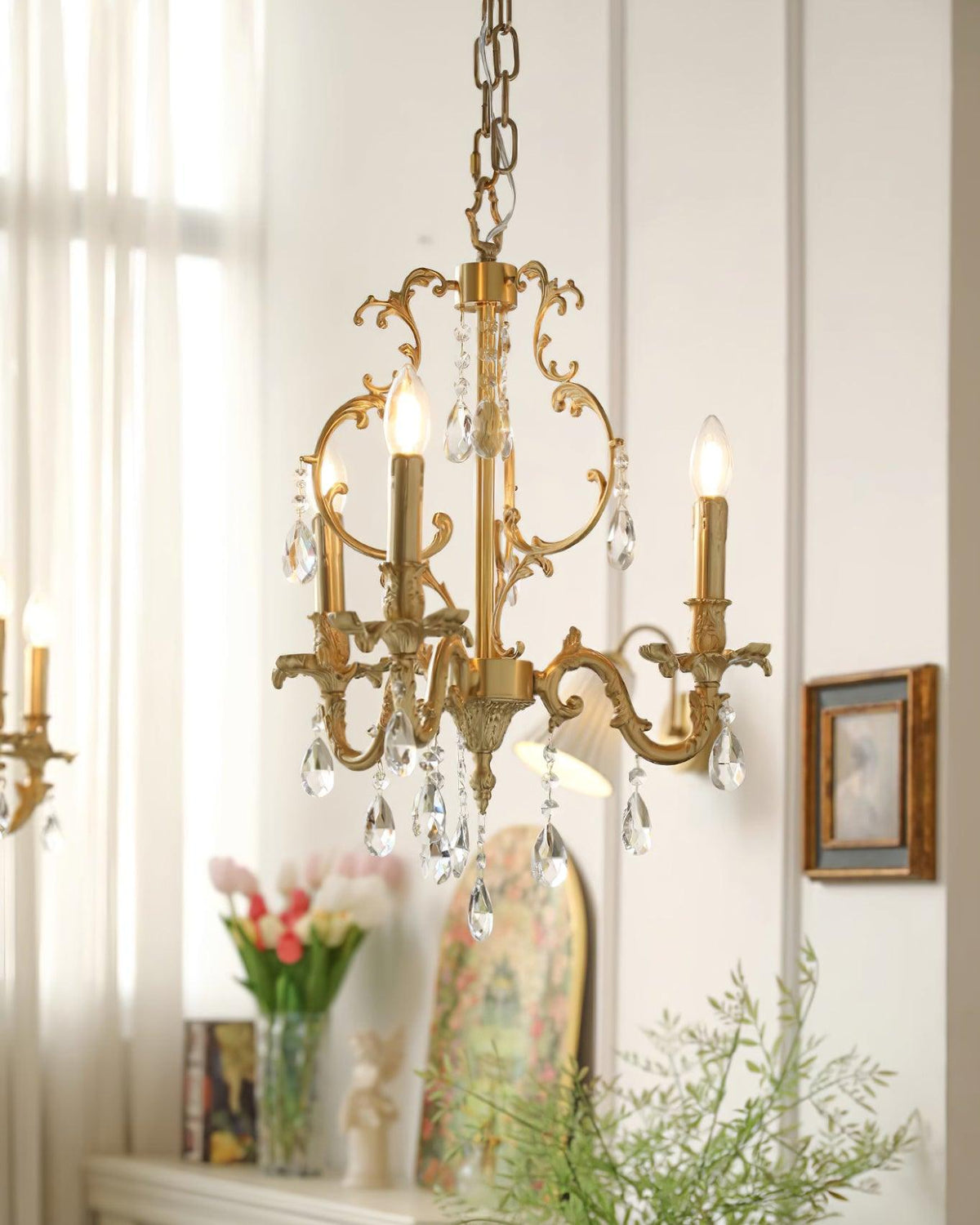 Ella Chandelier Classic Brass Crystal-Neutral Decor