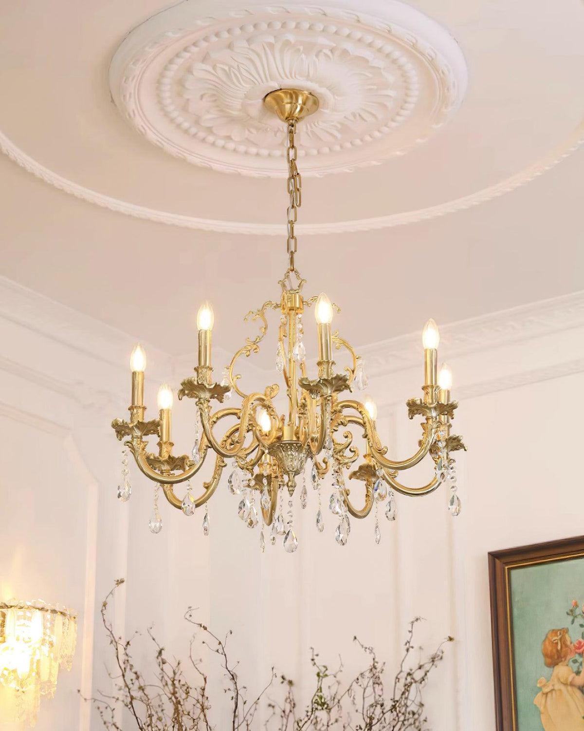 Ella Chandelier Classic Brass Crystal-Neutral Decor