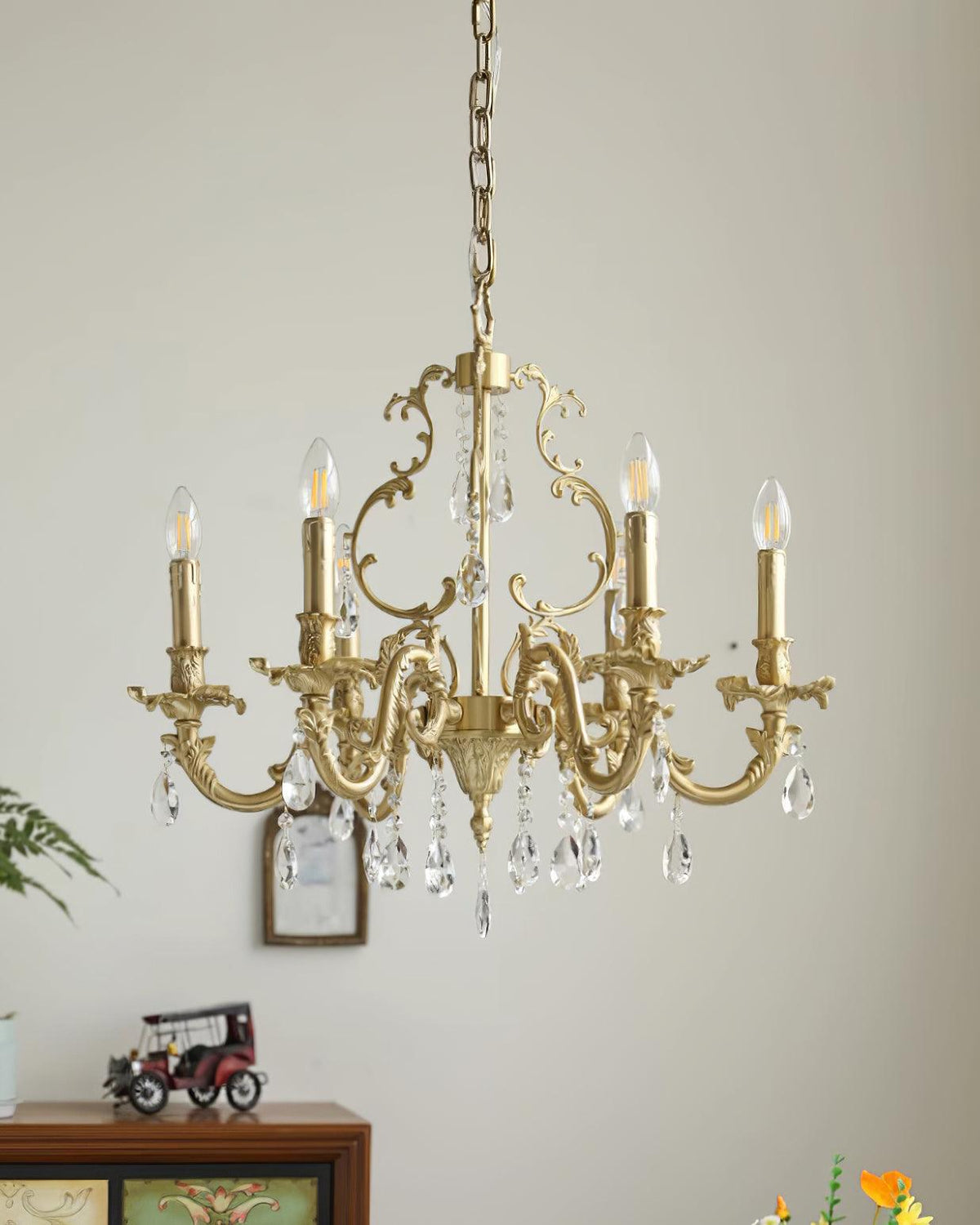 Ella Chandelier Classic Brass Crystal-Neutral Decor