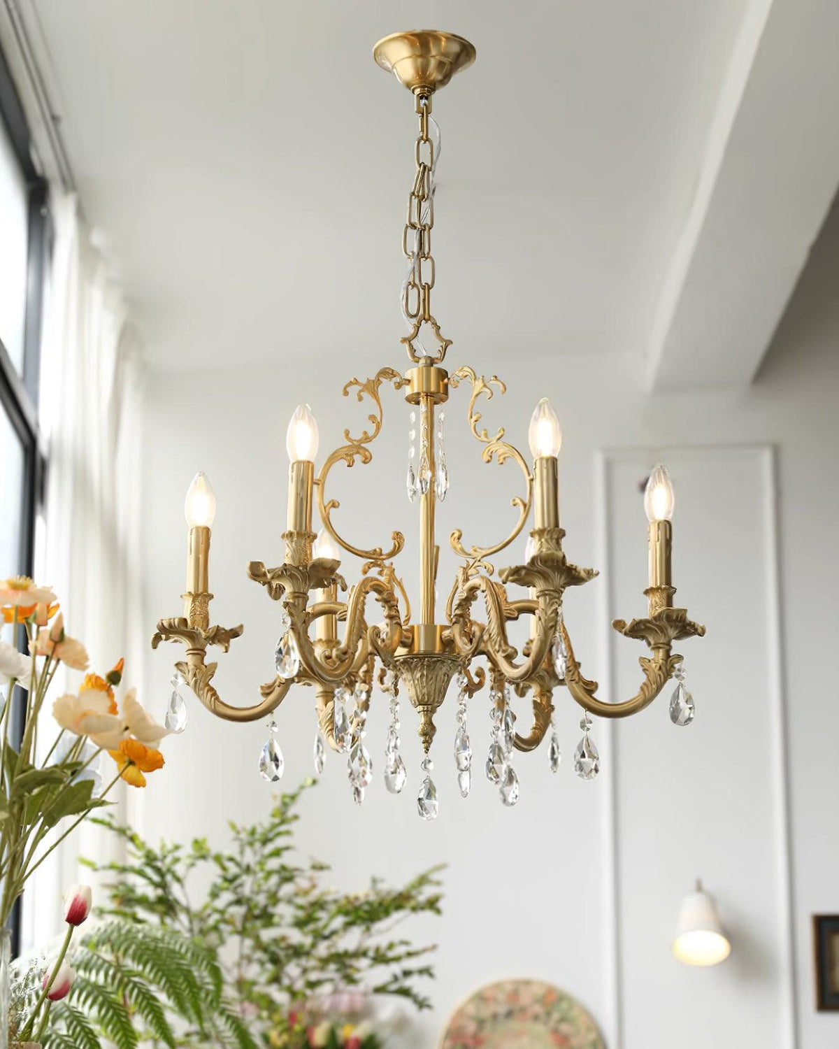 Ella Chandelier Classic Brass Crystal-Neutral Decor
