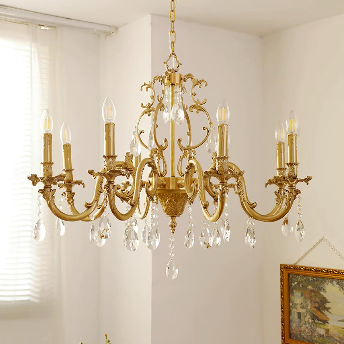 Ella Chandelier Classic Brass Crystal-Neutral Decor