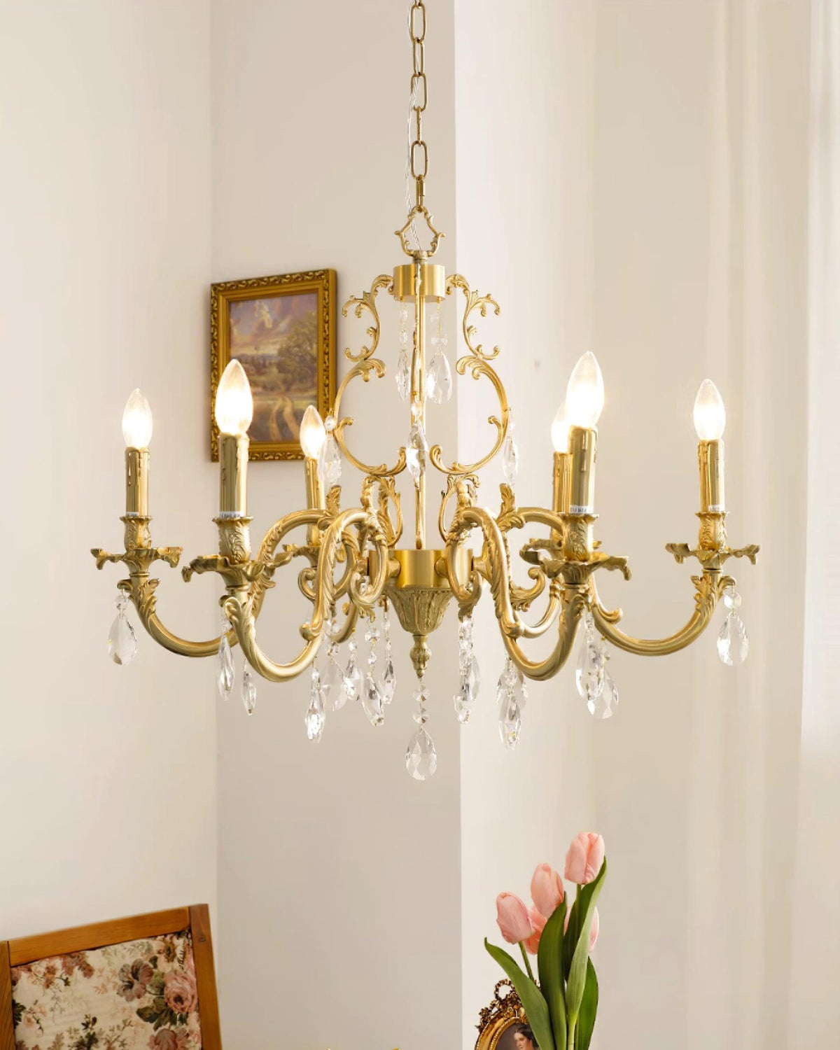 Ella Chandelier Classic Brass Crystal-Neutral Decor