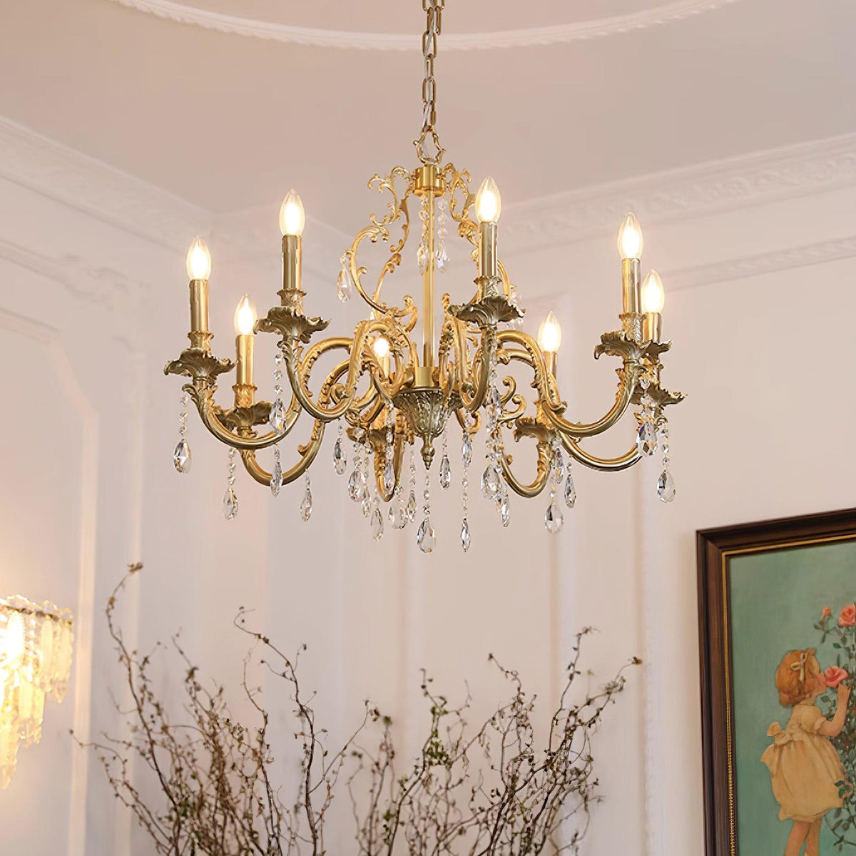 Ella Chandelier Classic Brass Crystal-Neutral Decor