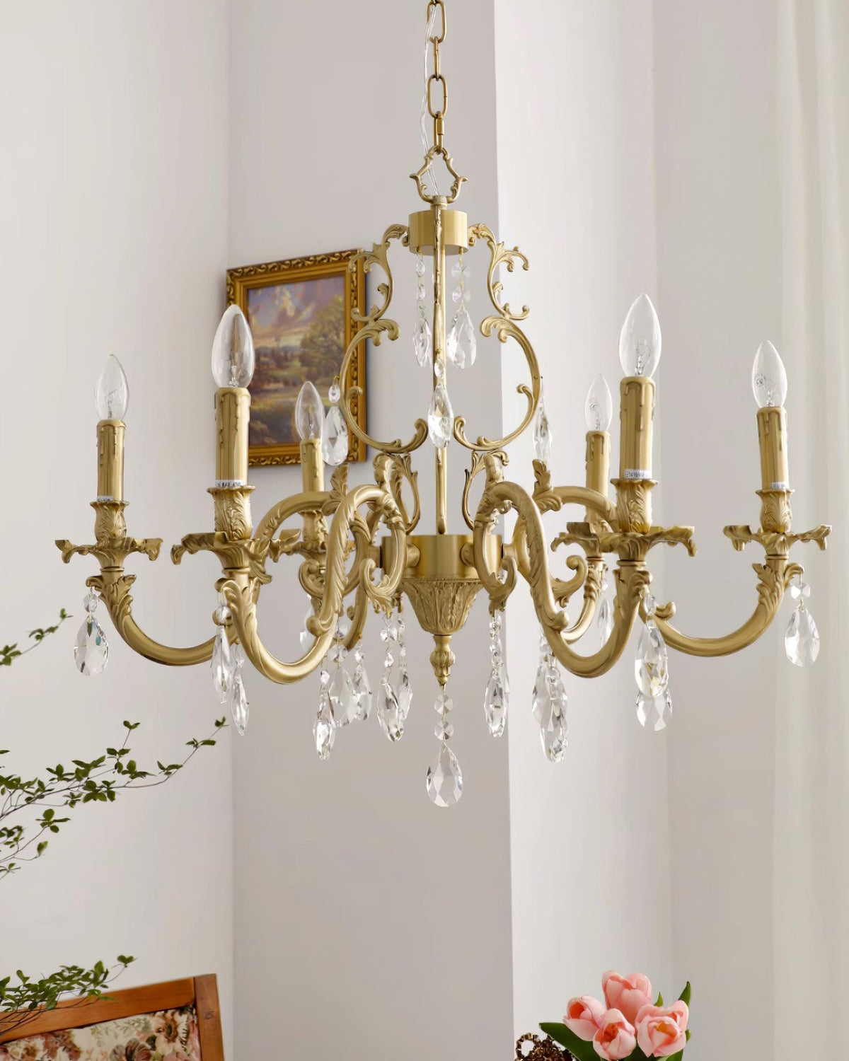 Ella Chandelier Classic Brass Crystal-Neutral Decor