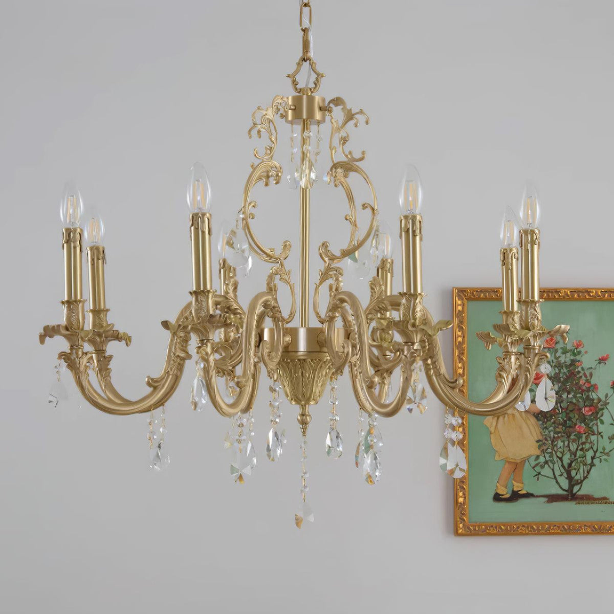 Ella Chandelier Classic Brass Crystal-Neutral Decor