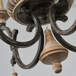 Myphaor Ancien Industriel Sculpté à la Main Bois Lustre