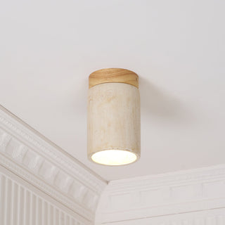 Aurnorira Lampe Plafonnier Cylindrique en Travertin