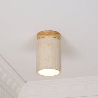Aurnorira Lampe Plafonnier Cylindrique en Travertin