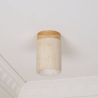 Aurnorira Lampe Plafonnier Cylindrique en Travertin