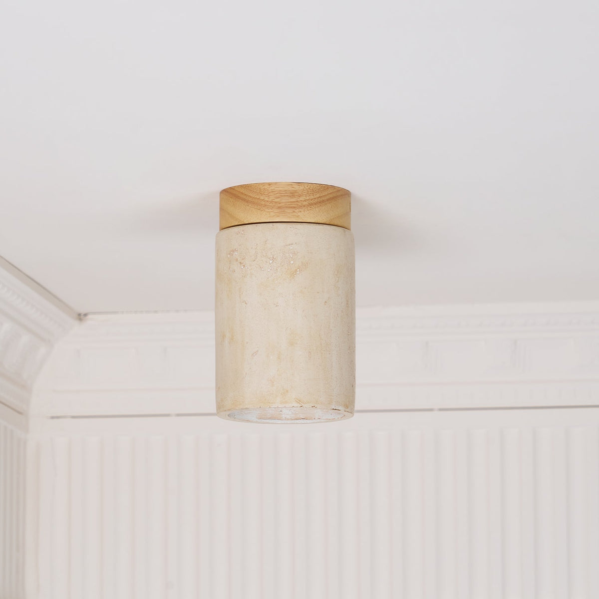 Aurnorira Lampe Plafonnier Cylindrique en Travertin