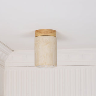Aurnorira Lampe Plafonnier Cylindrique en Travertin