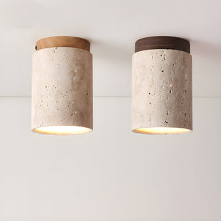 Aurnorira Lampe Plafonnier Cylindrique en Travertin
