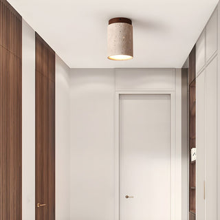 Aurnorira Lampe Plafonnier Cylindrique en Travertin