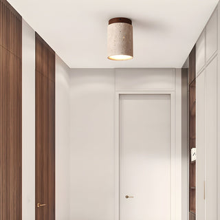 Aurnorira Lampe Plafonnier Cylindrique en Travertin