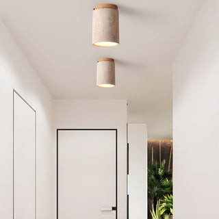 Aurnorira Lampe Plafonnier Cylindrique en Travertin
