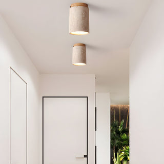 Aurnorira Lampe Plafonnier Cylindrique en Travertin
