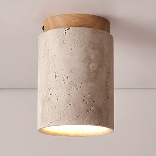 Aurnorira Lampe Plafonnier Cylindrique en Travertin