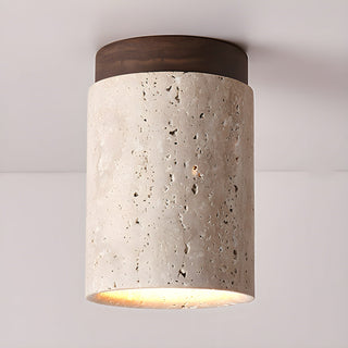Aurnorira Lampe Plafonnier Cylindrique en Travertin