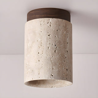Aurnorira Lampe Plafonnier Cylindrique en Travertin