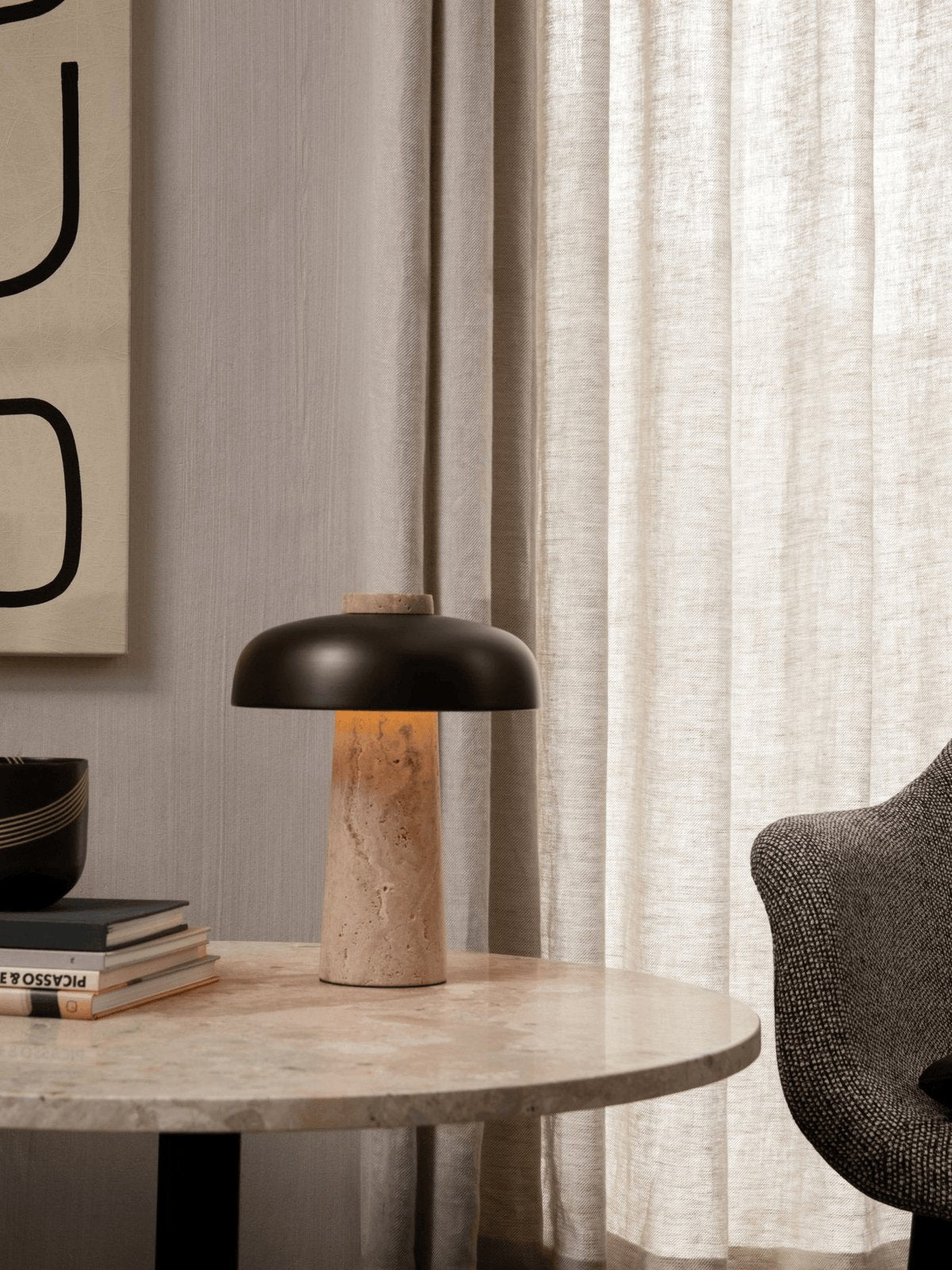 Tavivira Lampe de Table en Travertin