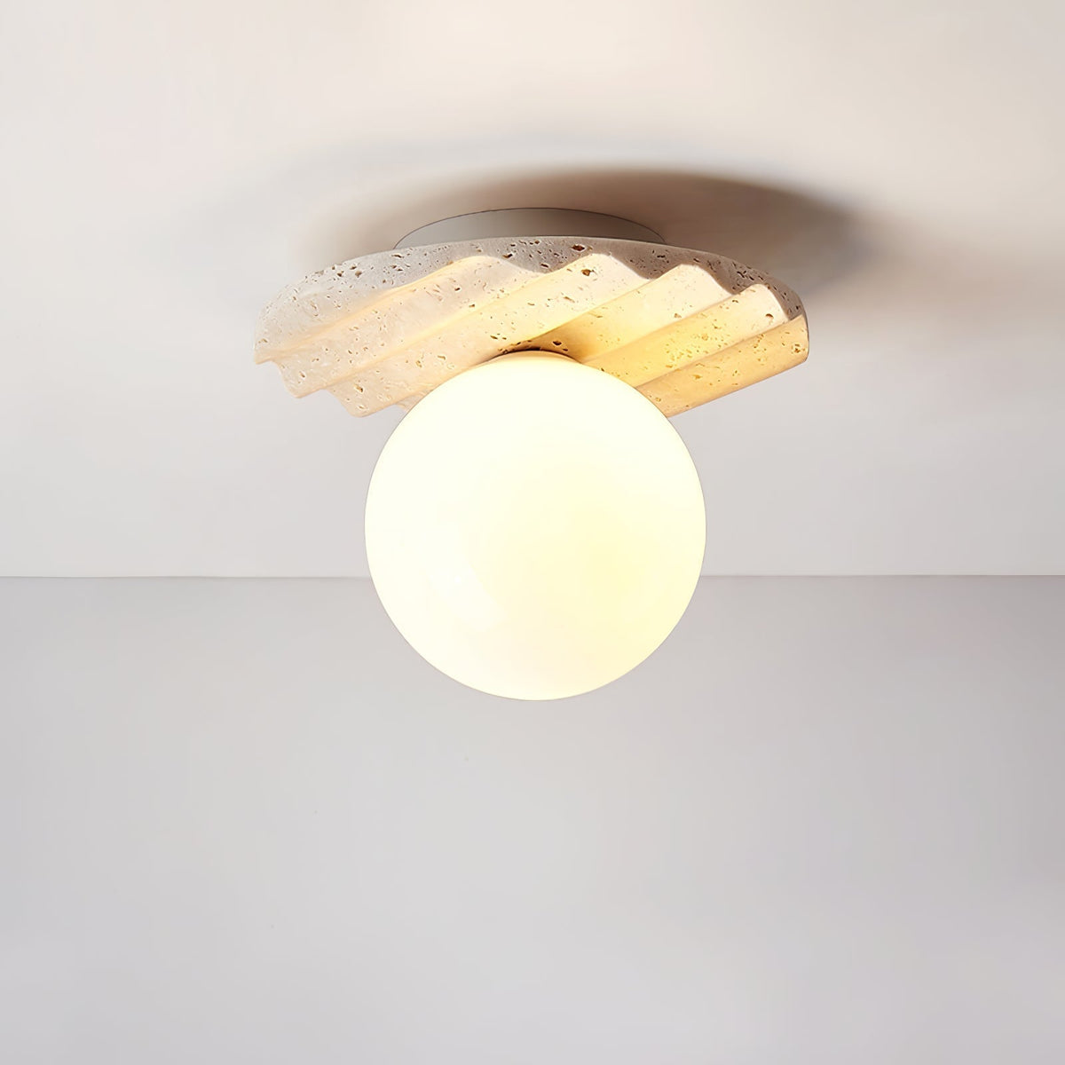 Norisse Lumière de Plafond Ondulée en Travertin