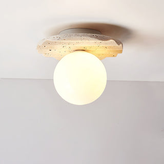 Aura Lumière de Plafond Ondulée en Travertin