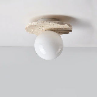 Aura Lumière de Plafond Ondulée en Travertin