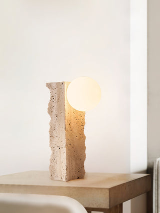 Vyrnora Travertine Slab Table Lamp-Neutral Decor