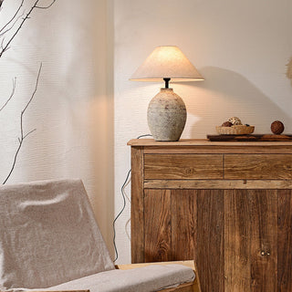 Terravina Textured Ceramic Table Lamp-Neutral Decor