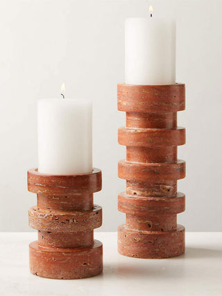 Terrace Stone Candle Holder-Neutral Decor