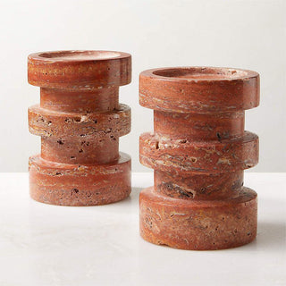 Terrace Stone Candle Holder-Neutral Decor