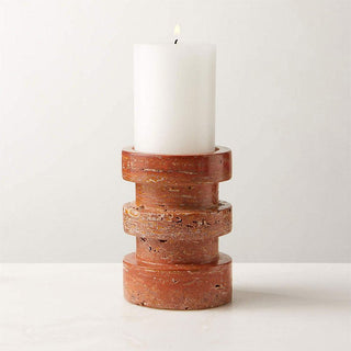 Terrace Stone Candle Holder-Neutral Decor